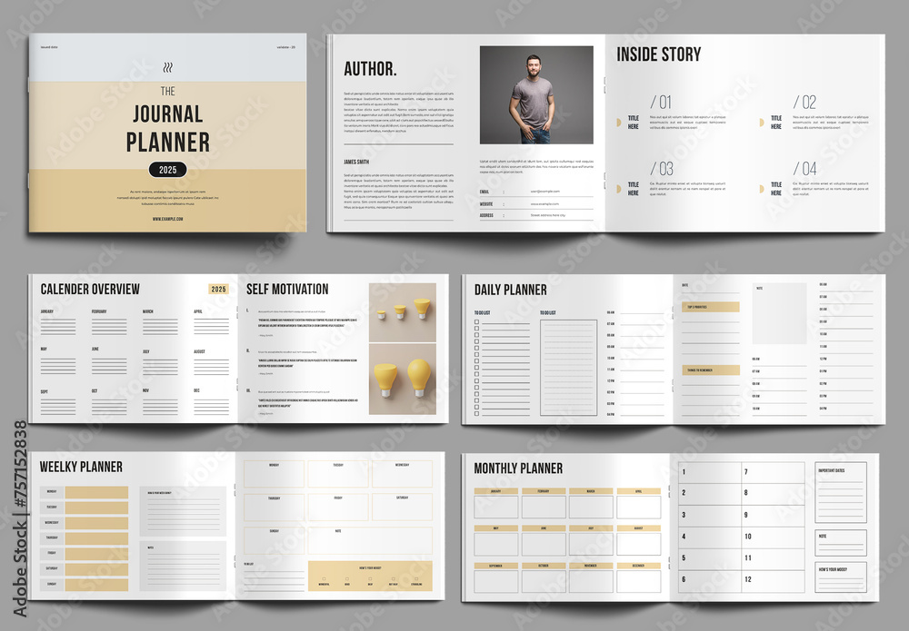 Journal Planner Template Landscape Stock Template | Adobe Stock