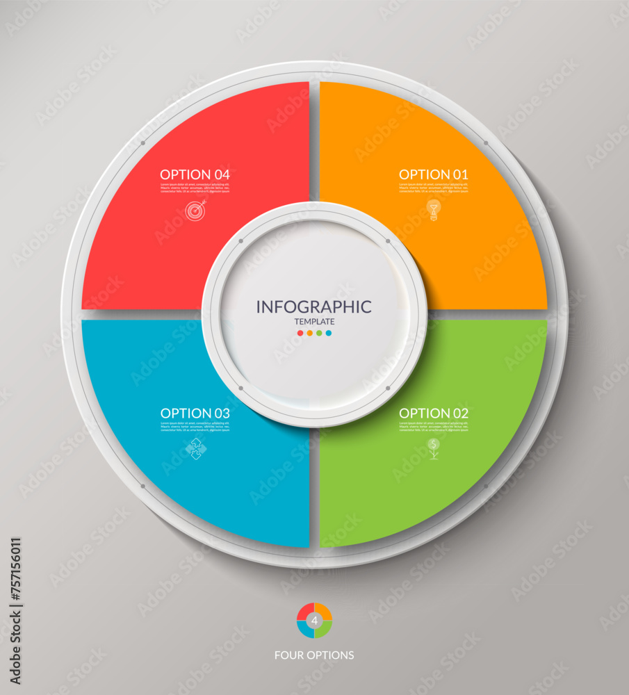 Vector infographic circle. Cycle diagram with 4 options. Round chart ...