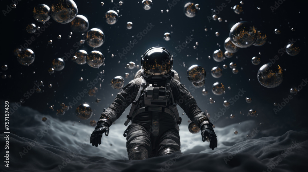 Astronaut in outer space against the backdrop of the planet earth Astronaut in outer space against the backdrop of the planet earth