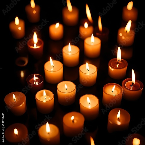 Warm Glow of Candles in Dark Background. Memory Day. 