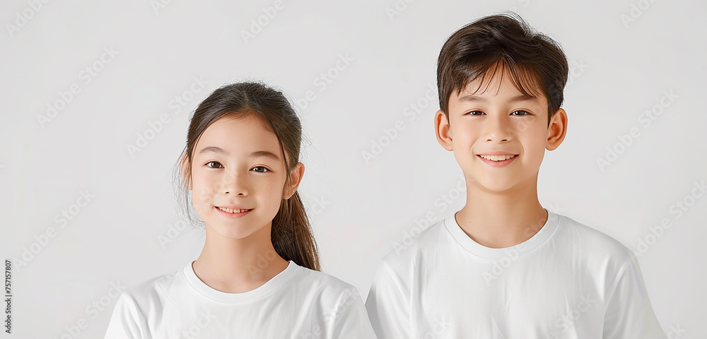 Portrait of two Asian children. Asian brother and sister Portrait of two Asian children. Asian brother and sister