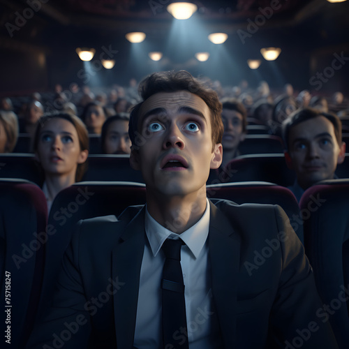 Movie in a Cinema with a Surprise Plot Twist and Intense Emotions Generative AI
