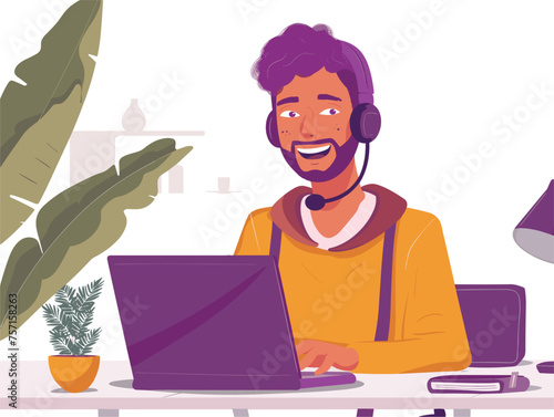  A customer service representative conducts a live chat session with a customer online addressing their inquiries promptly. (Online customer support) 