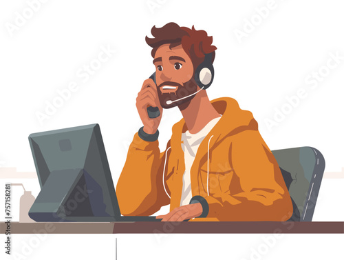 A customer service representative patiently listens to a customer's complaint on the phone working towards a resolution. (Customer service interaction) 