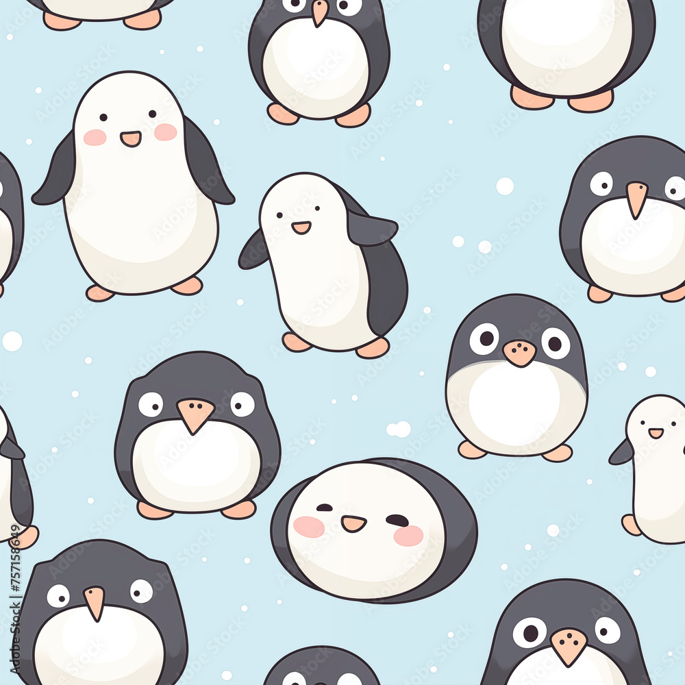 Fototapeta premium Penguins in Flawless Style: Seamless Penguin Texture