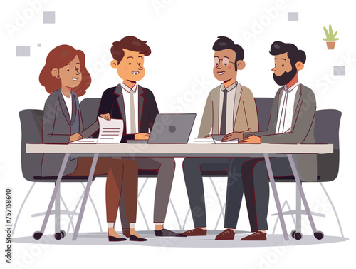  A group of investors analyzes potential startup pitches evaluating their market potential and investment risks. (Investment meeting) 