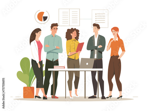  A group of investors analyzes potential startup pitches evaluating their market potential and investment risks. (Investment meeting) 