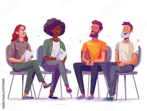  A group of trainees attend a training session acquiring new skills and knowledge relevant to their work. (Employee training) 