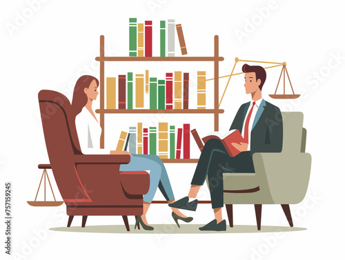  A lawyer provides legal advice to a client navigating complex legal situations and seeking the best course of action. (Legal consultation) 