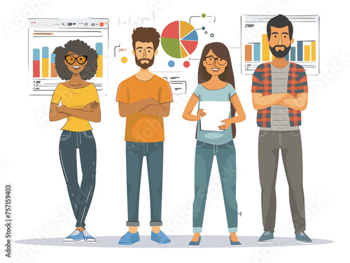  A marketing team reviews social media analytics measuring the effectiveness of their content and engagement strategies. (Social media marketing review) 