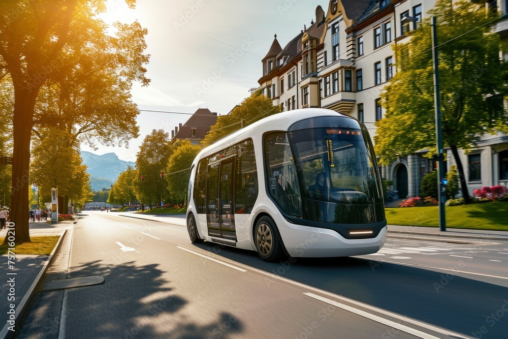 Fototapeta premium futuristic and ecological public transport. generative ai