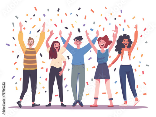  A team celebrates a company milestone acknowledging achievements and recognizing individual contributions. (Company celebration) 