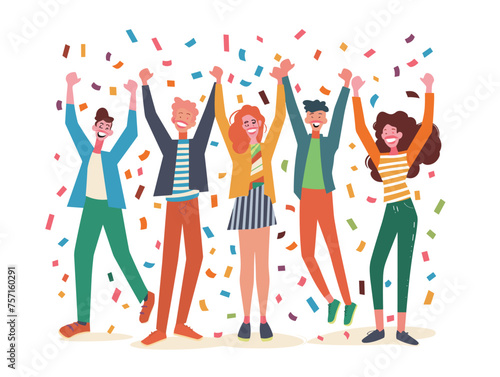  A team celebrates a company milestone acknowledging achievements and recognizing individual contributions. (Company celebration) 