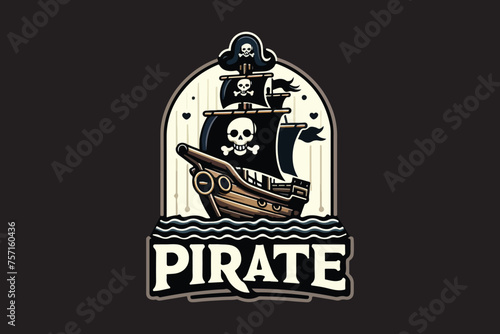 pirate ship vector t shirt design.