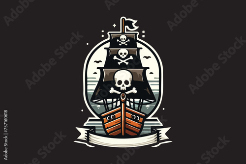 pirate ship vector t shirt design.