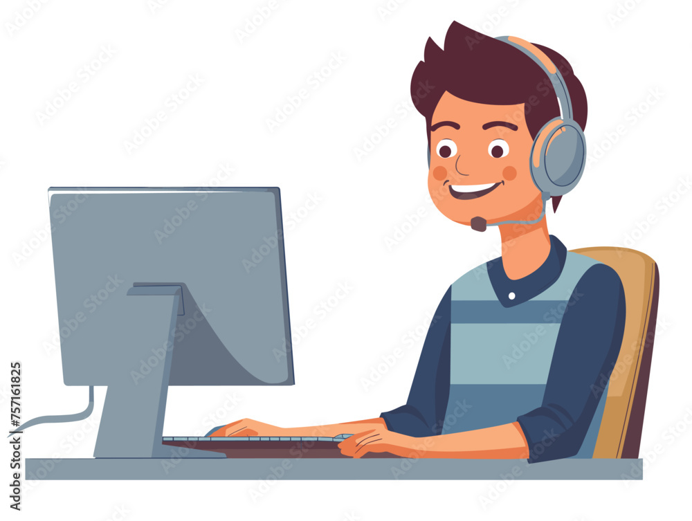 A customer service manager monitors employee performance on calls and chats ensuring quality service and customer satisfaction. (Customer service quality control) A customer service manager monitors employee performance on calls and chats ensuring quality service and customer satisfaction. (Customer service quality control)