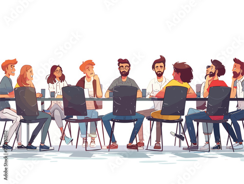  Two opposing teams sit across a long table their expressions tense as they negotiate the terms of a crucial business deal. (Contract negotiation) 