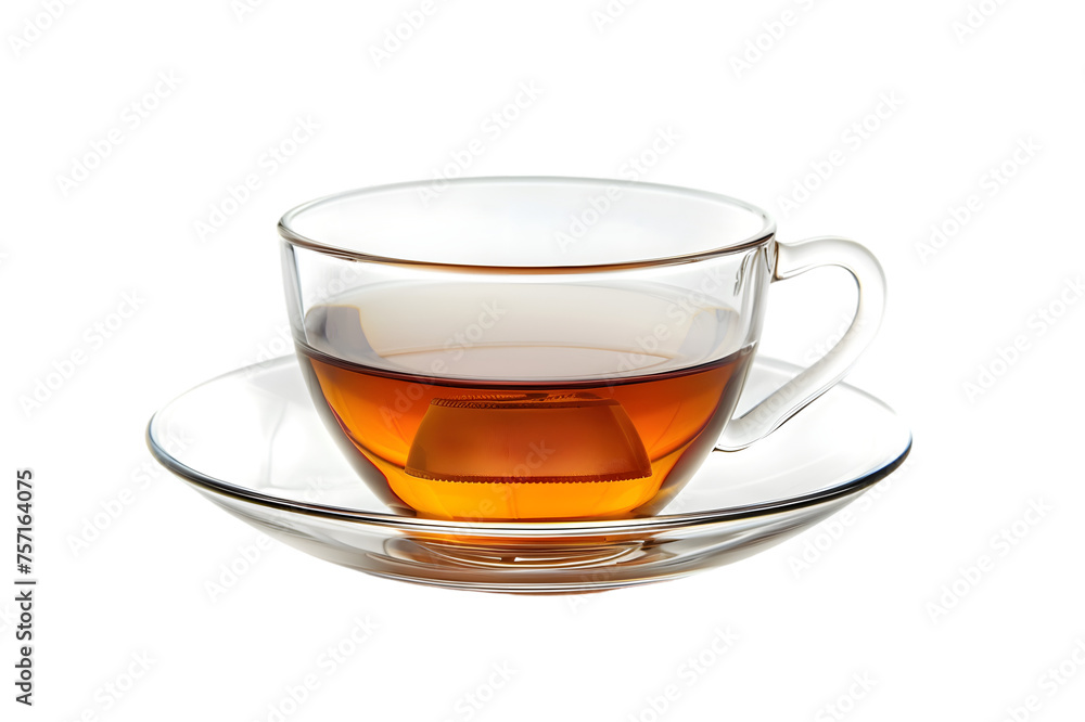 Glass cup of hot aromatic black tea isolated on transparent background Glass cup of hot aromatic black tea isolated on transparent background