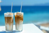 Frappé Coffee on Seaside Table