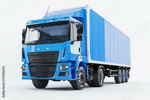 Blu truck isolated on white background, concept of logistic and shipment