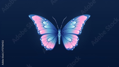 plain navy blue background with minimalistic pastel butterfly pixel swirl border photo