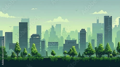  Craft pixel art urban landscape silhouette