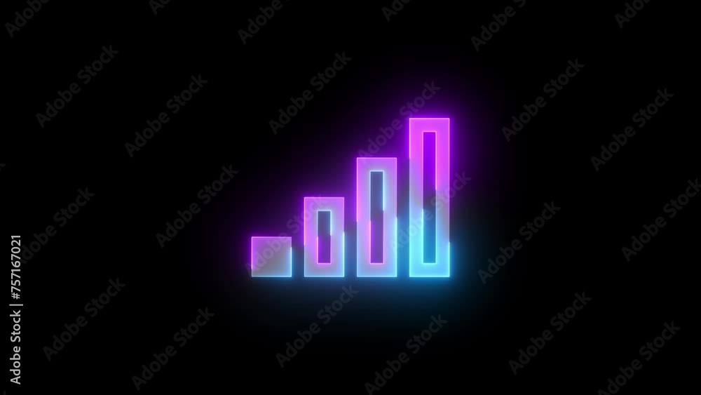 Neon one bar icon cyan purple color glowing animation black background Neon one bar icon cyan purple color glowing animation black background
