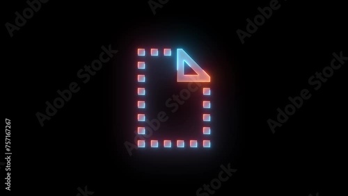 Neon preview icon brown cyan color glowing animation black background