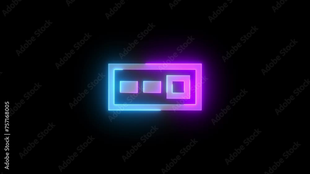 Neon switch apps icon cyan purple color glowing animation black background Neon switch apps icon cyan purple color glowing animation black background