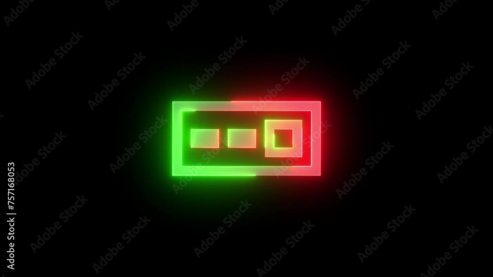 Neon switch apps icon green red color glowing animation black background Neon switch apps icon green red color glowing animation black background