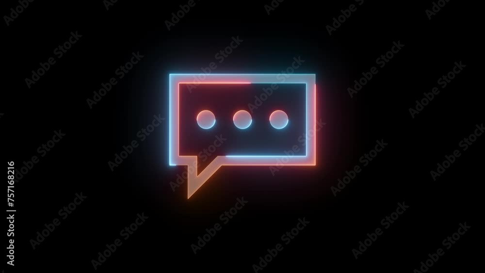 Neon text message icon brown cyan color glowing animation black background Neon text message icon brown cyan color glowing animation black background