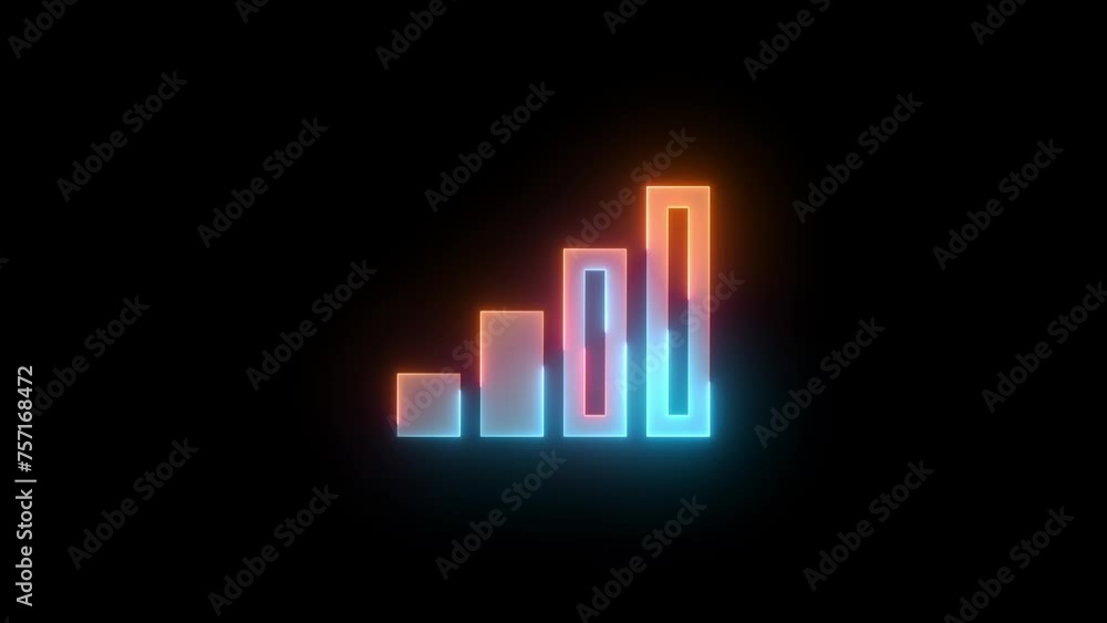 Neon two bars icon brown cyan color glowing animation black background Neon two bars icon brown cyan color glowing animation black background