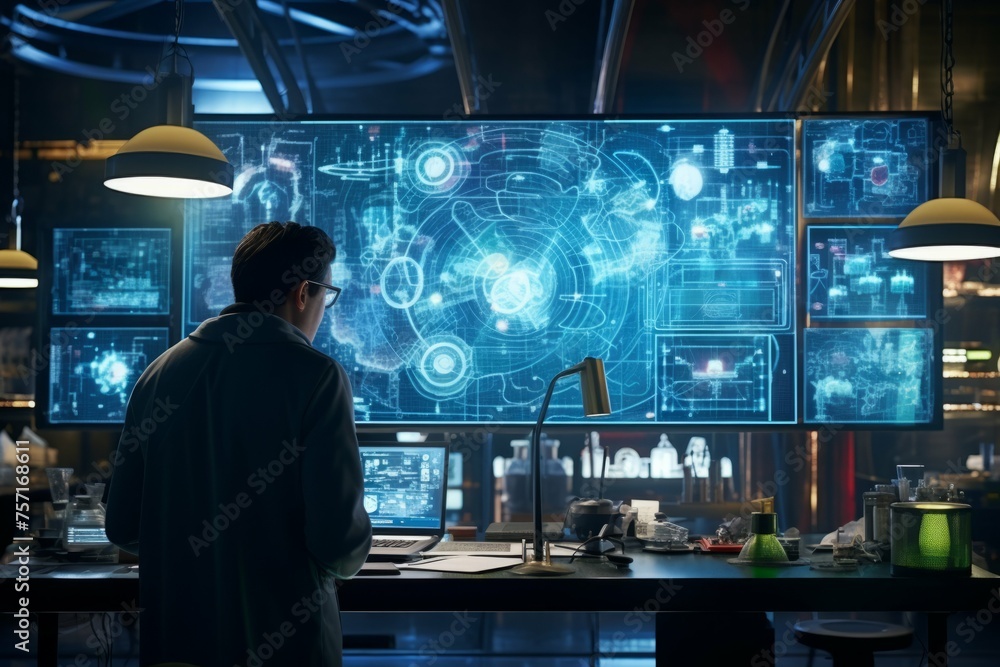 Scientist analyzing data in laboratory Scientist analyzing data in laboratory
