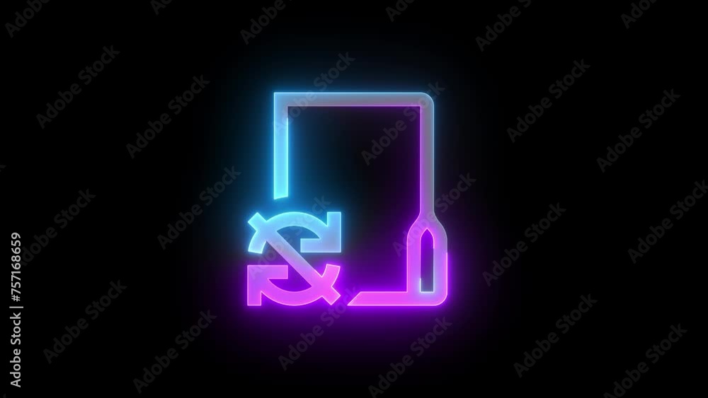 Neon unsync folder icon cyan purple color glowing animation black background Neon unsync folder icon cyan purple color glowing animation black background