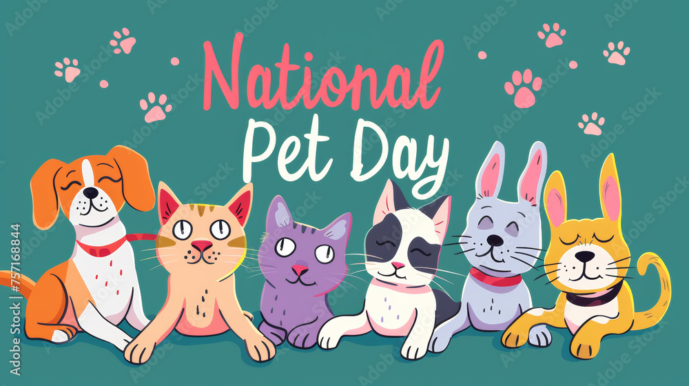 Illustration for National Pet Day background Illustration for National Pet Day background