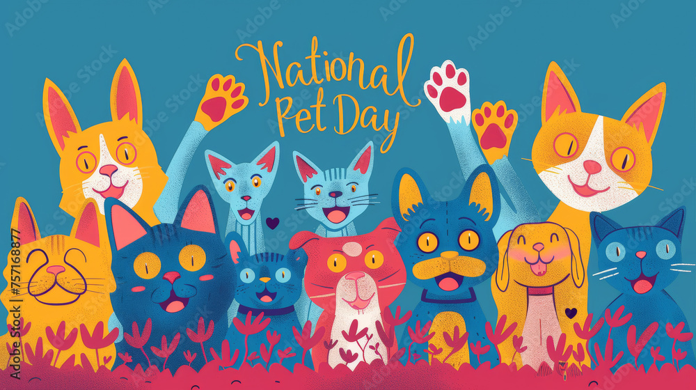 Illustration for National Pet Day background Illustration for National Pet Day background