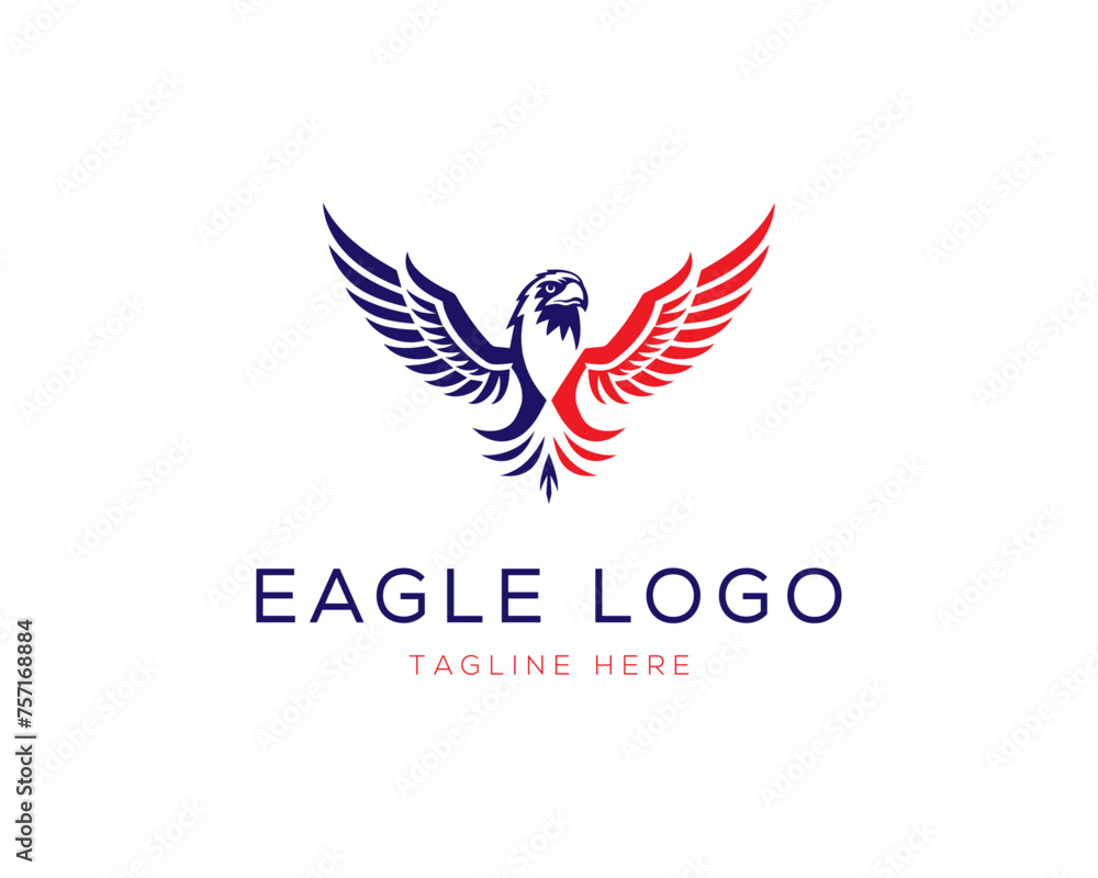 Flying eagle silhouette logo design icon concept vector template.