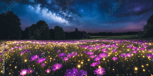 Stardust Meadow. At twilight, a meadow blooms with luminescent flowers. © Olga Khoroshunova