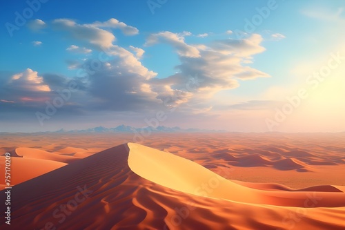 Surreal Desert Dunes: Endless desert dunes under a surreal sky, capturing the vastness and solitude of the desert.