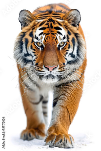 Close up of tiger s face with its eye looking directly at the camera.