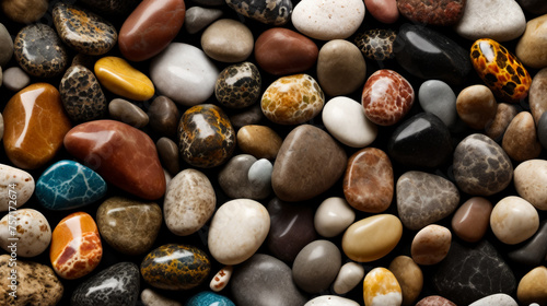 Collection of different colored rocks and stones.