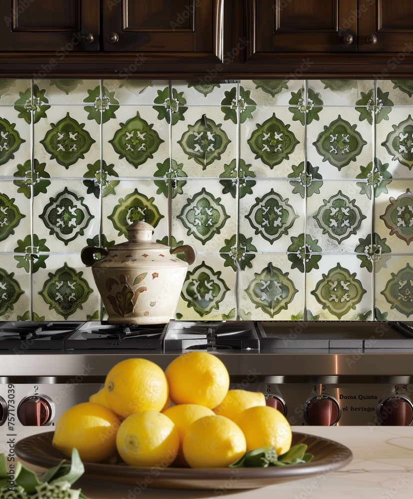 custom made wallpaper toronto digitalVintage teapot with lemons and tea on wooden table