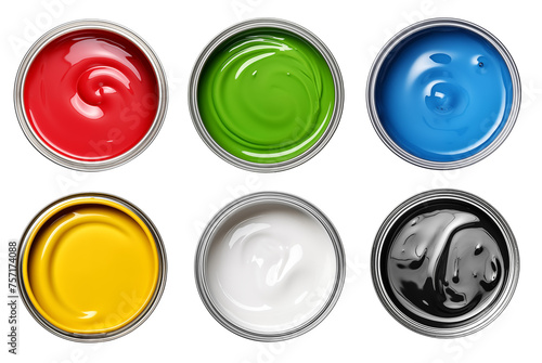 Fotografie Top view paint collection isolated on transparent background