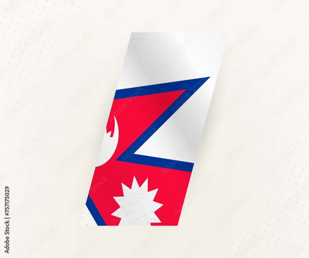 Abstract modern vertical flag of Nepal on beige background with dots. Abstract modern vertical flag of Nepal on beige background with dots.