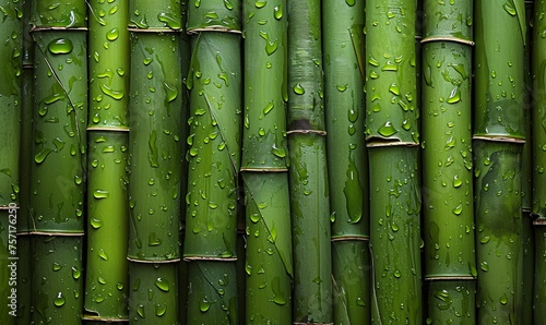 a group of bamboo stems with water droplets
