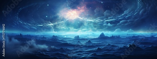 Beauty of deep space. Colorful graphics for background  like water waves  clouds  night sky  universe  galaxy  Planets   Bright color