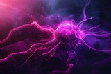 Vivid Generative AI Render of Neural Synapse Activity in Pink Hues - Generative AI