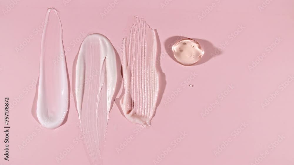 Cosmetic Smears of Creamy Texture, Concealer, Liquid Foundation, Gel Fluid, Makeup Brush, Spatula. Beauty Skincare Product Sample. Advertising. Organic Cosmetics, Medicine. Macro shoot. 4k Cosmetic Smears of Creamy Texture, Concealer, Liquid Foundation, Gel Fluid, Makeup Brush, Spatula. Beauty Skincare Product Sample. Advertising. Organic Cosmetics, Medicine. Macro shoot. 4k