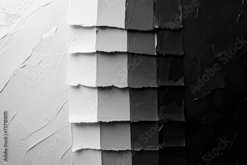 A captivating black and white image showcasing various vibrant colors of paint, A monochromatic scale of whites, grays, and blacks, AI Generated