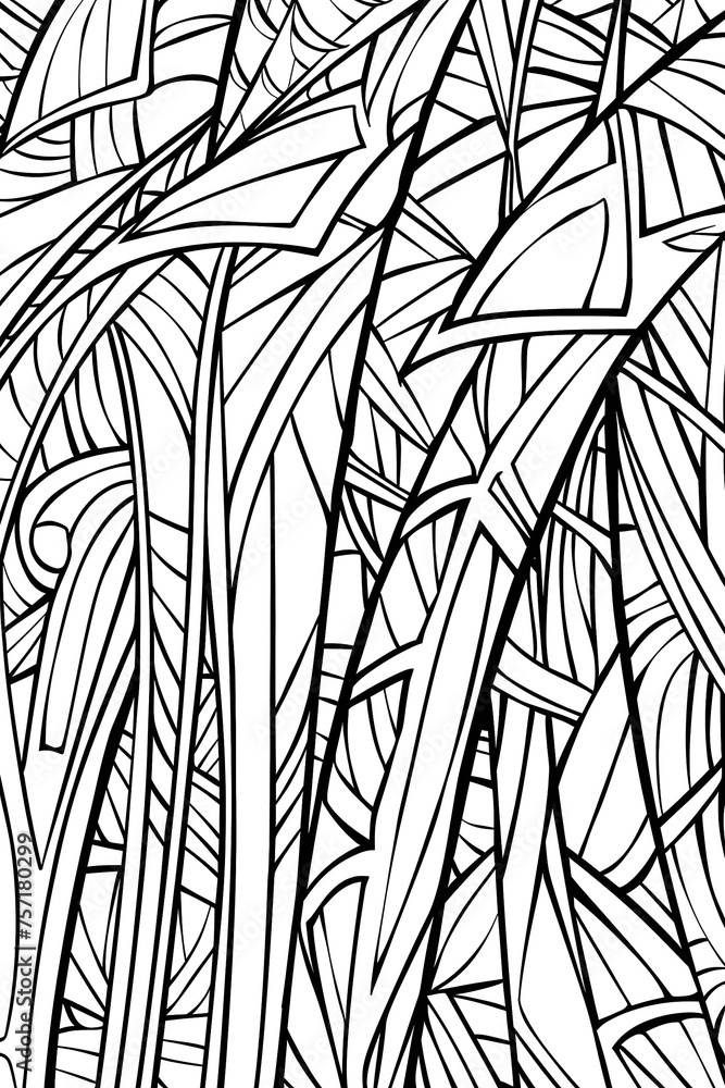 A variety of abstract leaf shapes overlap and interweave in a dynamic and organic monochrome arrangement A variety of abstract leaf shapes overlap and interweave in a dynamic and organic monochrome arrangement